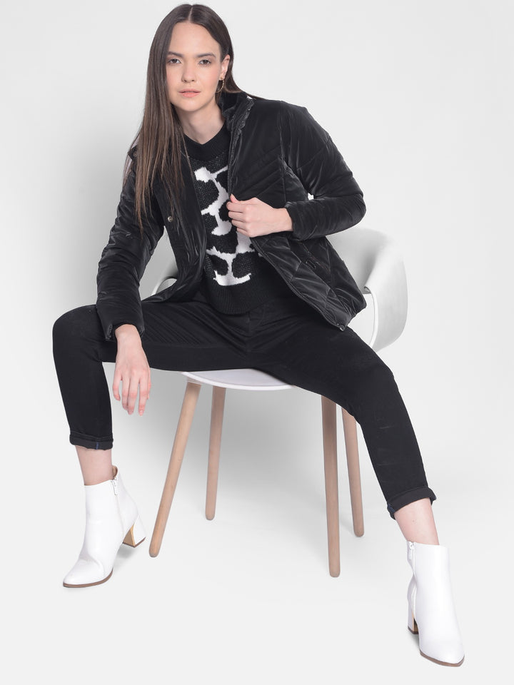 Black Puffer Jacket-Women Jackets-Crimsoune Club
