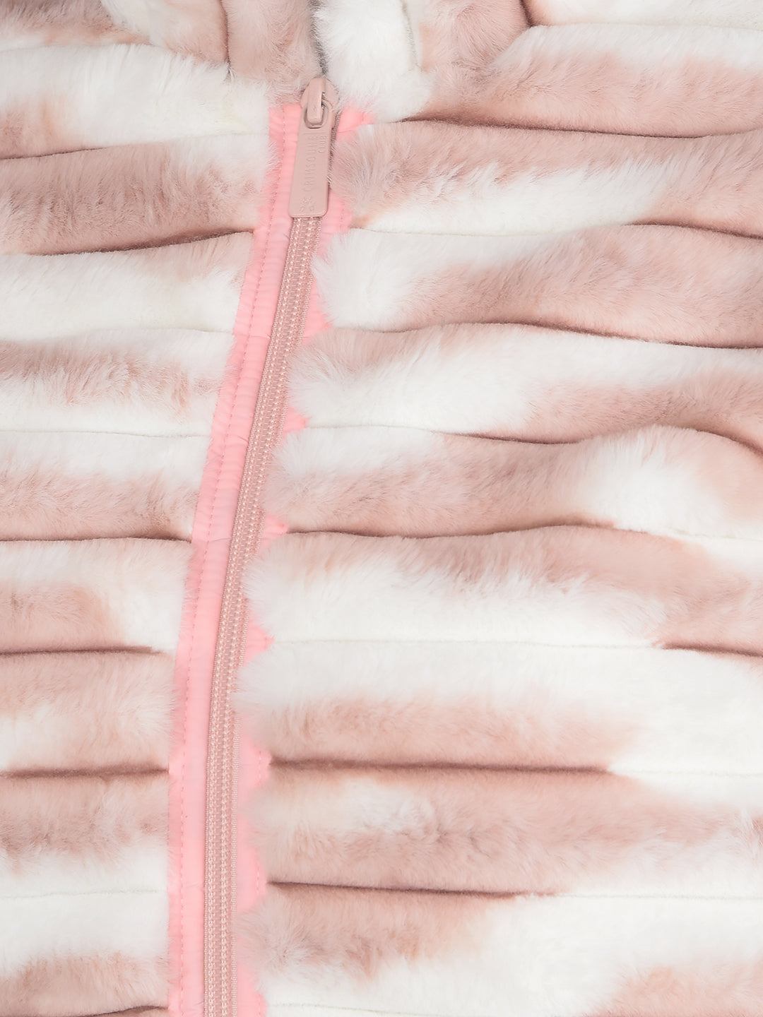 Pink Printed High Neck Fur Jacket-Women Jackets-Crimsoune Club