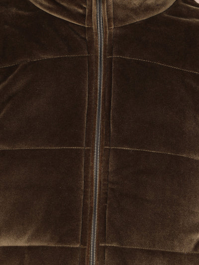 Olive Quilted High Neck Jacket-Women Jackets-Crimsoune Club