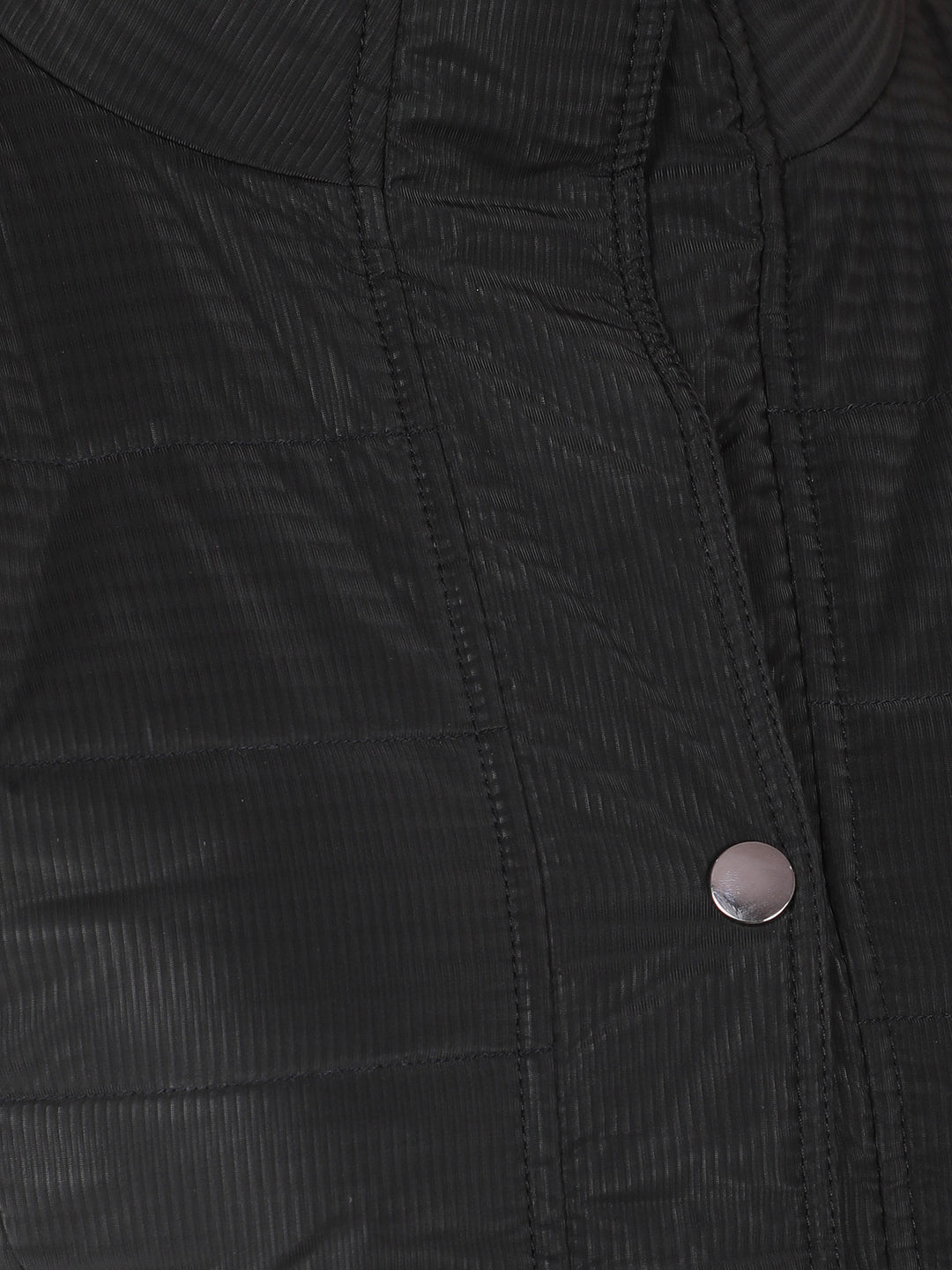 Black Jacquard High Neck Jacket-Women Jackets-Crimsoune Club