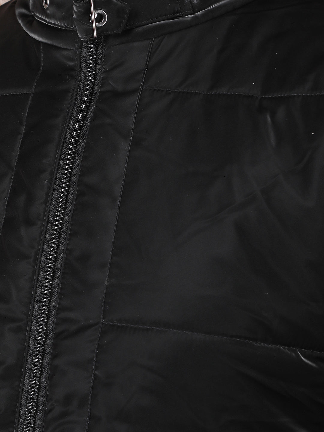 Black High Neck Quilted Jacket-Women Jackets-Crimsoune Club