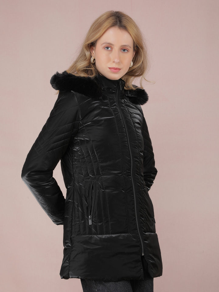 Black Long Length Quilted Jacket-Women Jackets-Crimsoune Club