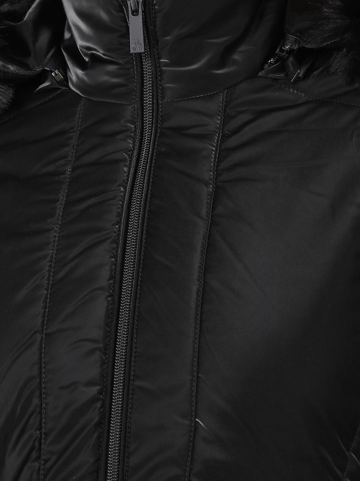 Black Long Length Quilted Jacket-Women Jackets-Crimsoune Club