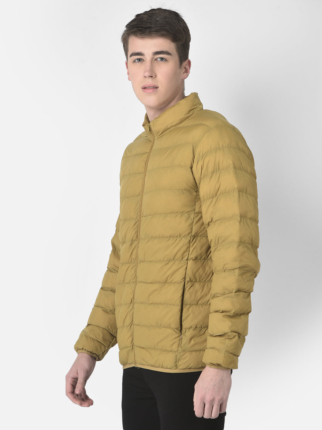 Puffer Jacket In Mustard Color-Men Jackets-Crimsoune Club
