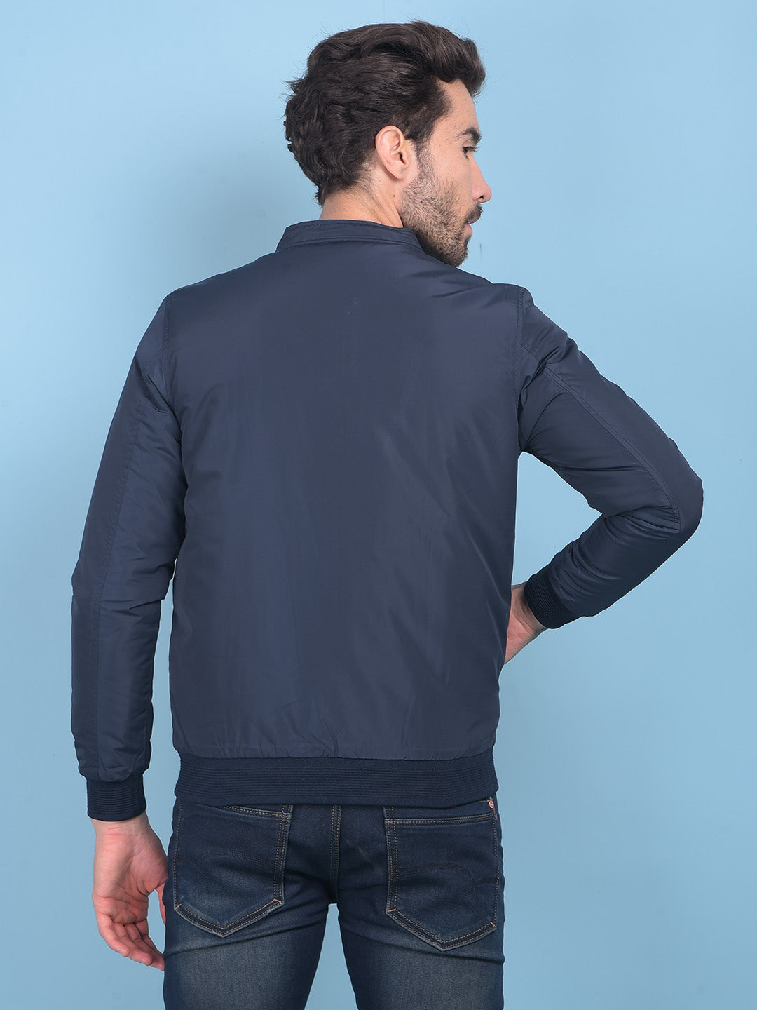 Navy Blue Reversible Bomber Jacket-Men Jackets-Crimsoune Club