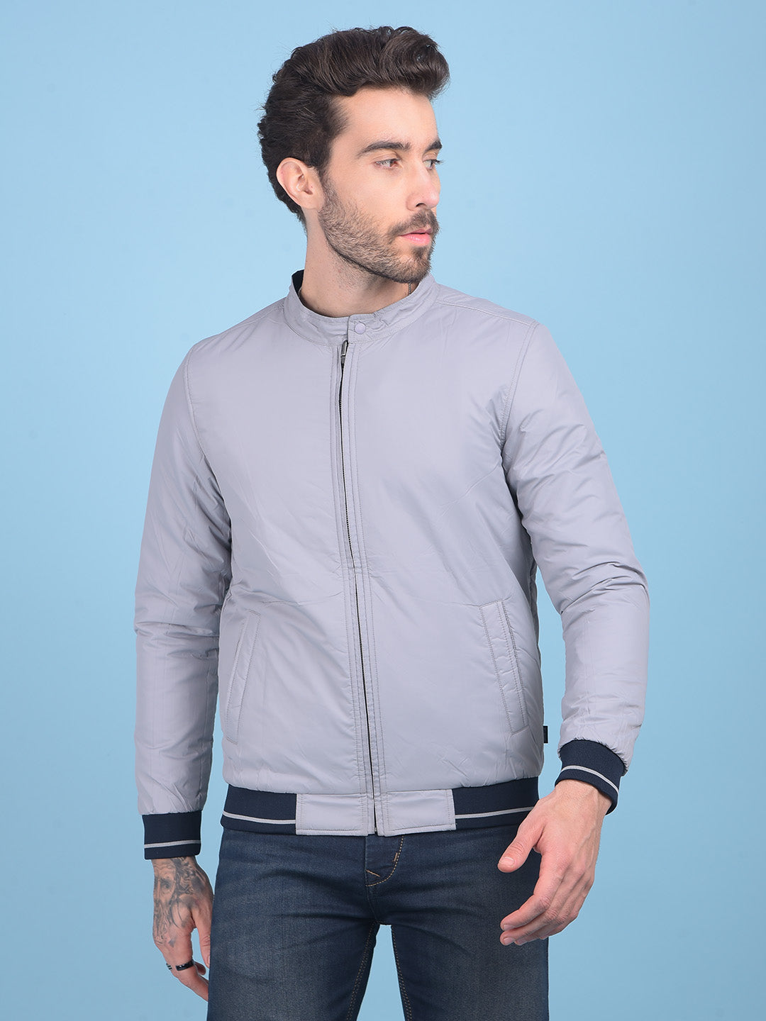 Navy Blue Reversible Bomber Jacket-Men Jackets-Crimsoune Club