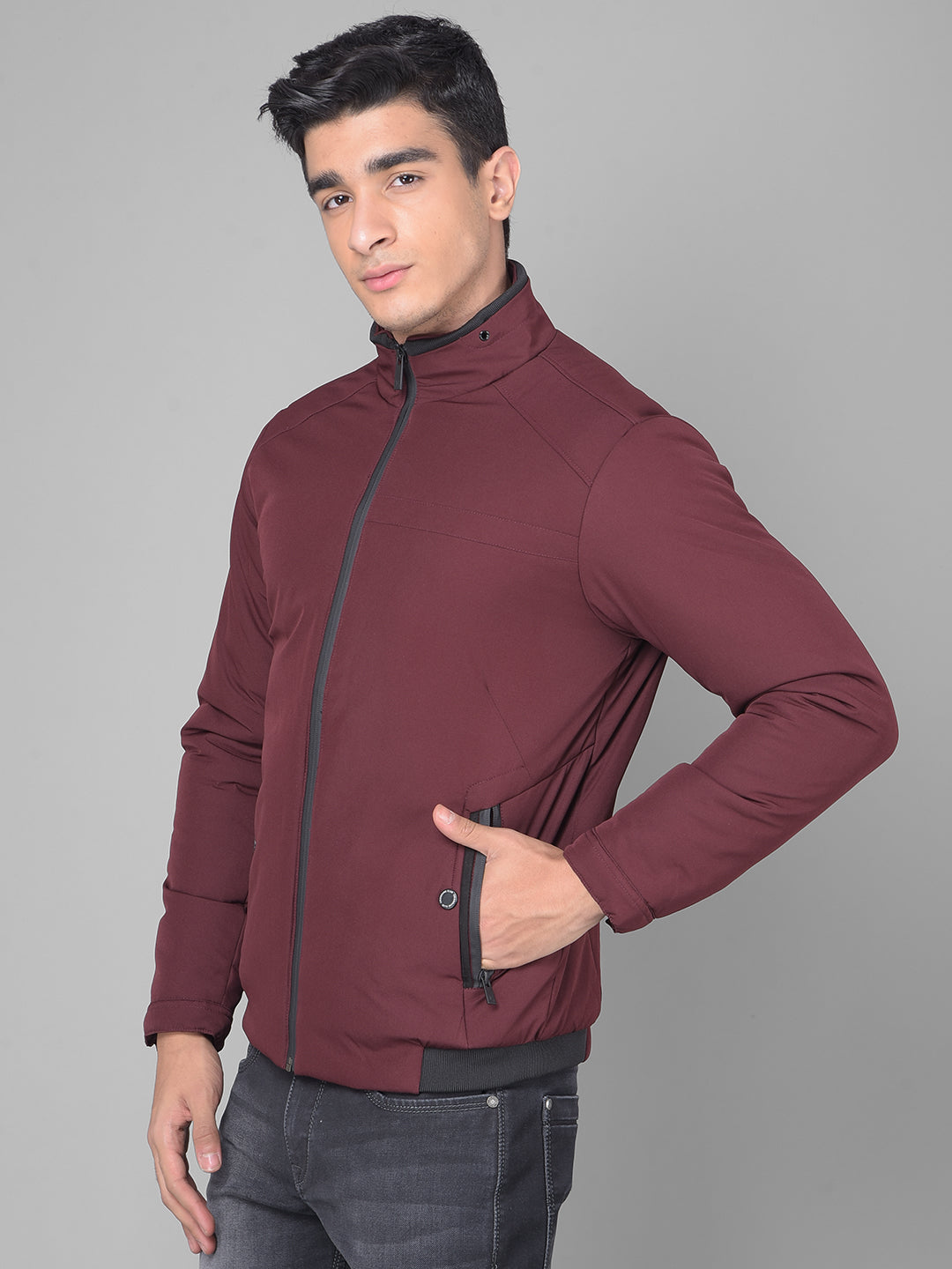 Maroon Bomber Jacket-Men Jackets-Crimsoune Club