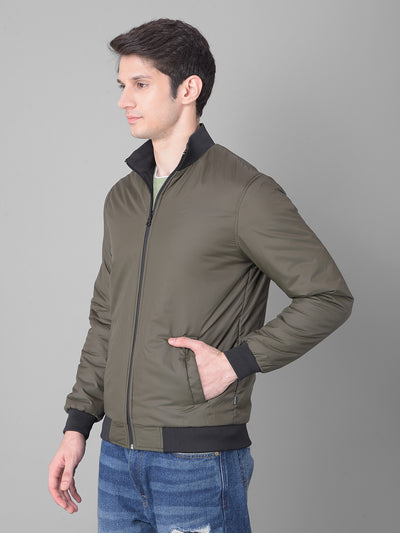 Olive Reversible Bomber Jacket-Men Jackets-Crimsoune Club