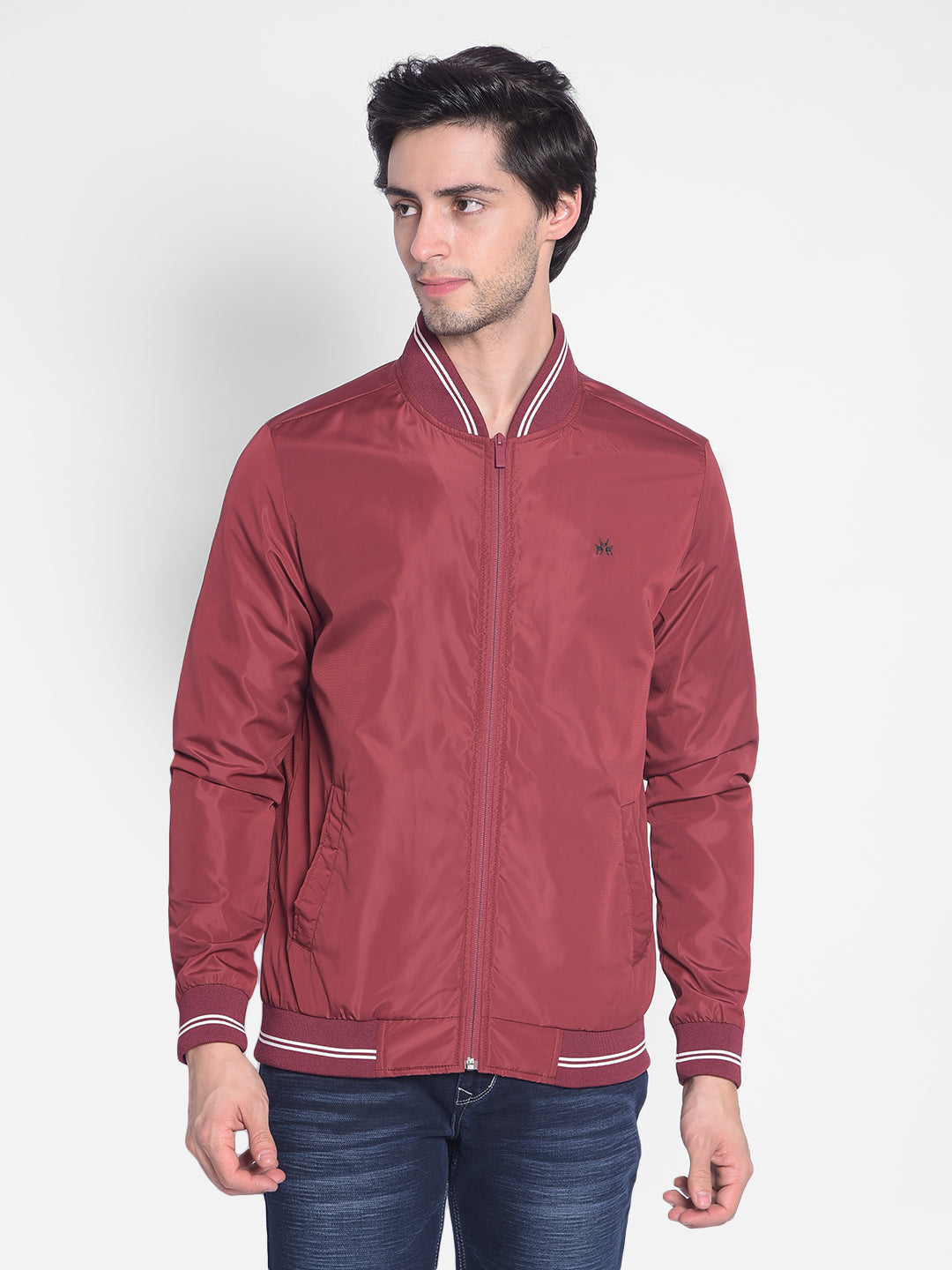 Maroon Bomber Jacket-Men Jackets-Crimsoune Club