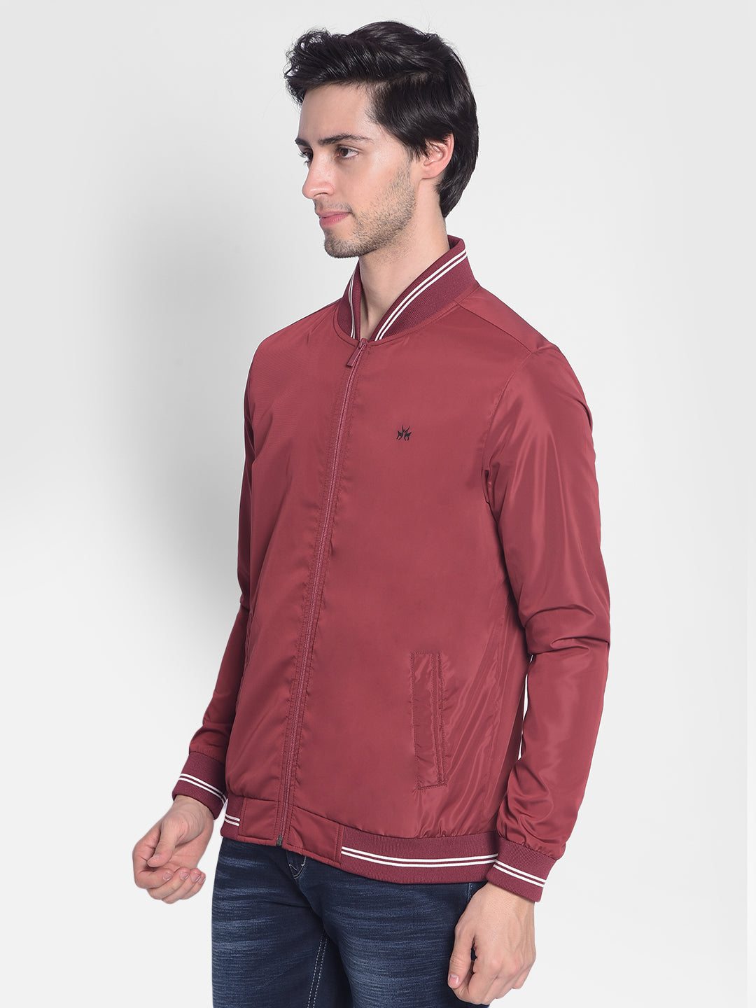 Maroon Bomber Jacket-Men Jackets-Crimsoune Club