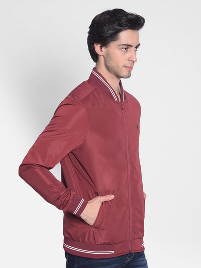 Maroon Bomber Jacket-Men Jackets-Crimsoune Club