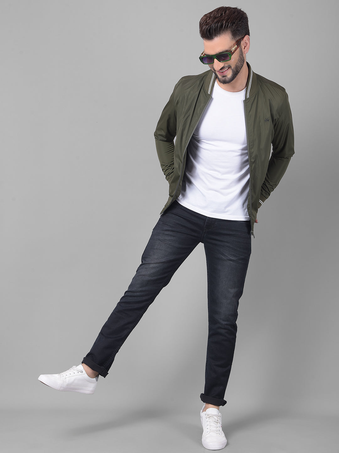 Olive Bomber Jacket-Men Jackets-Crimsoune Club