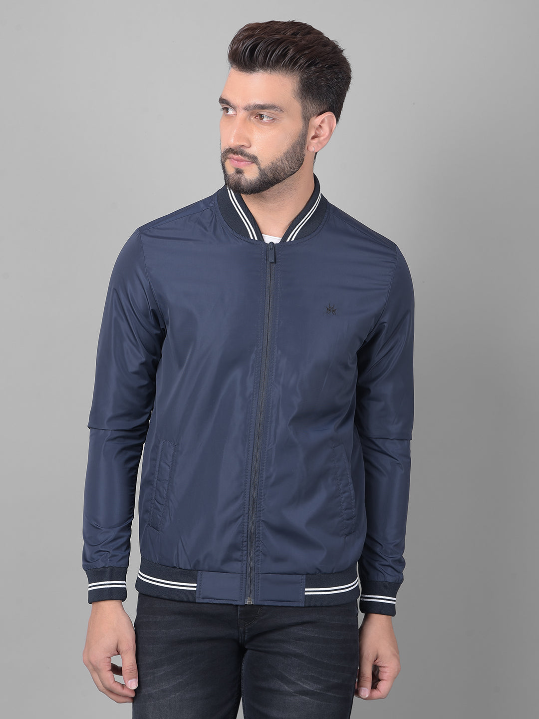 Navy Blue Bomber Jacket-Men Jackets-Crimsoune Club