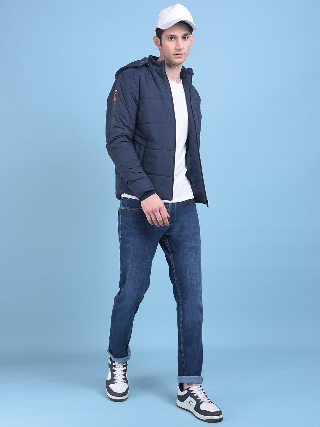 Navy Blue Puffer Jacket-Men Jackets-Crimsoune Club