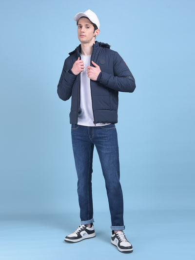 Navy Blue Puffer Jacket-Men Jackets-Crimsoune Club