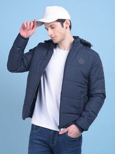 Navy Blue Puffer Jacket-Men Jackets-Crimsoune Club