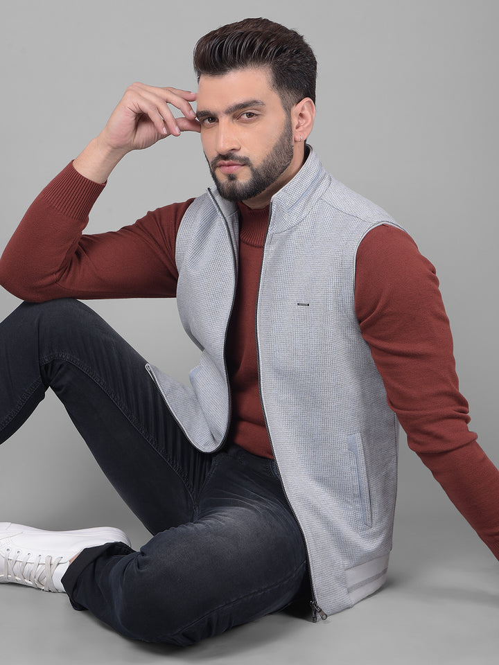 Grey Sleeveless Jacket-Men Jackets-Crimsoune Club