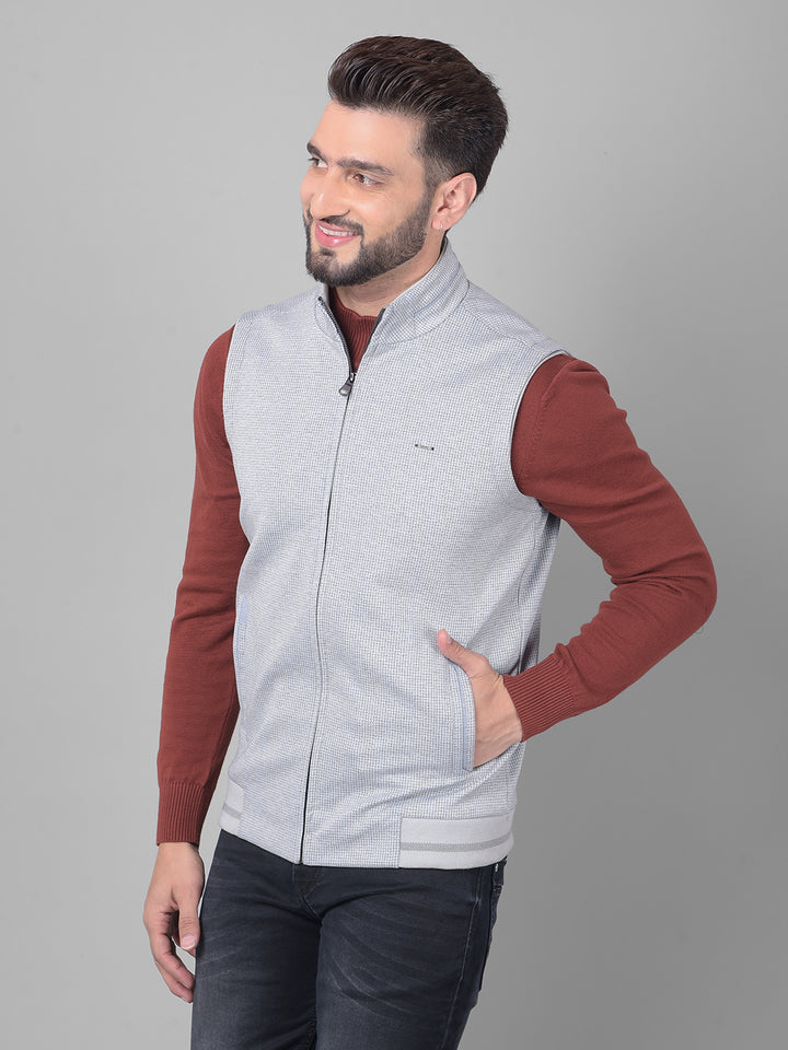 Grey Sleeveless Jacket-Men Jackets-Crimsoune Club