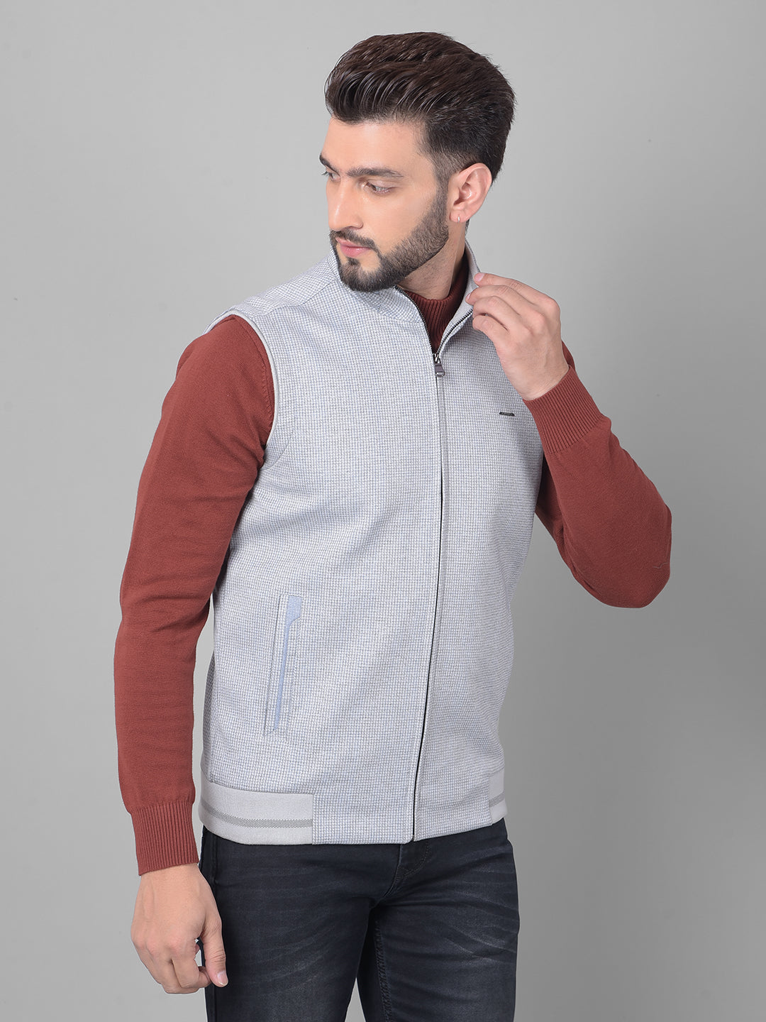 Grey Sleeveless Jacket-Men Jackets-Crimsoune Club