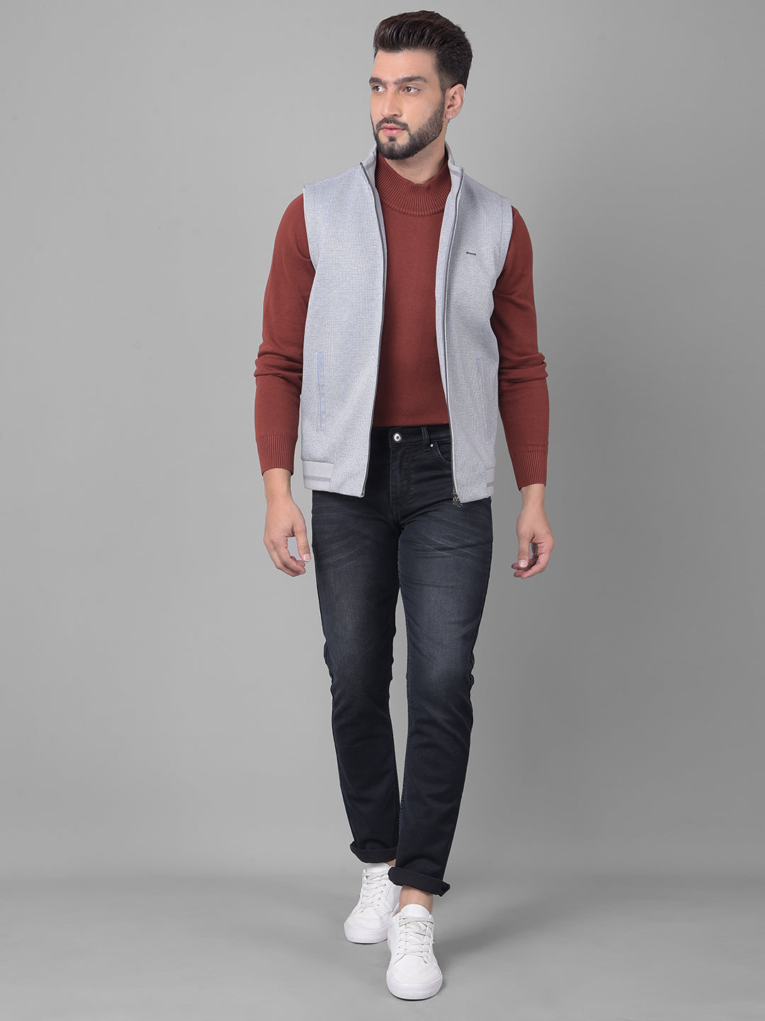Grey Sleeveless Jacket-Men Jackets-Crimsoune Club
