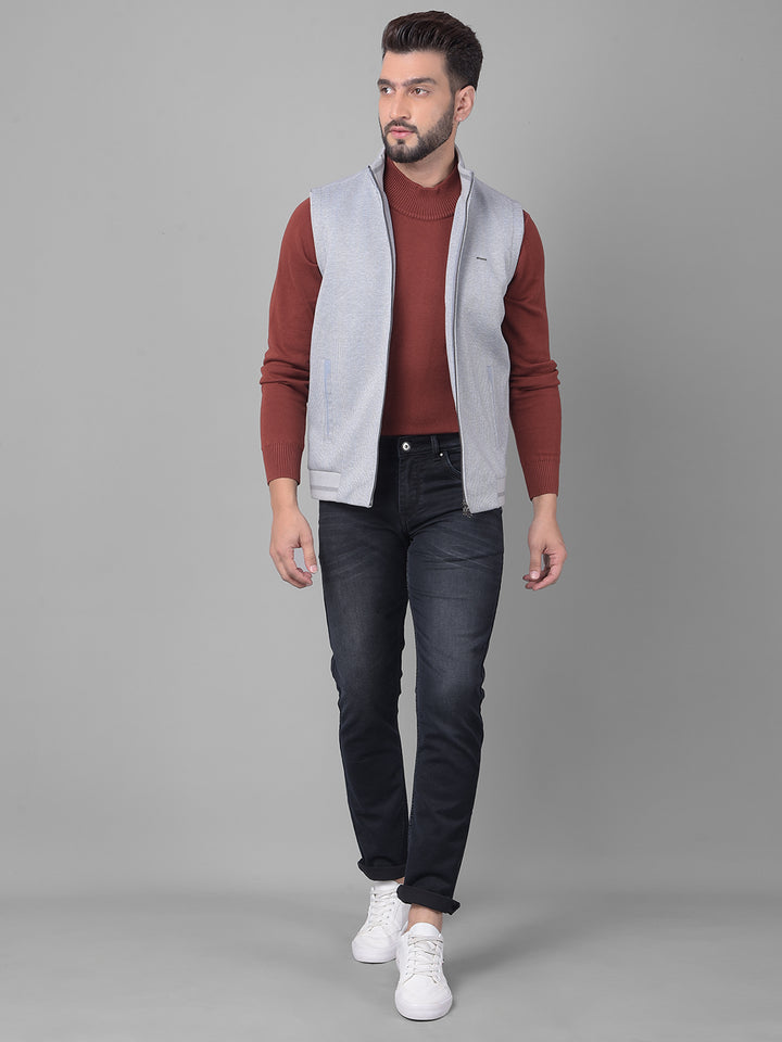 Grey Sleeveless Jacket-Men Jackets-Crimsoune Club