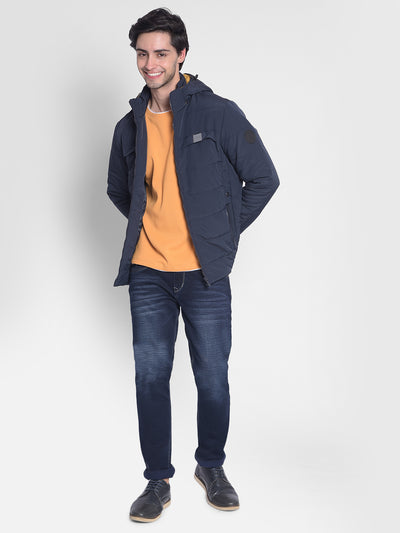 Navy Blue Padded Jacket-Men Jackets-Crimsoune Club