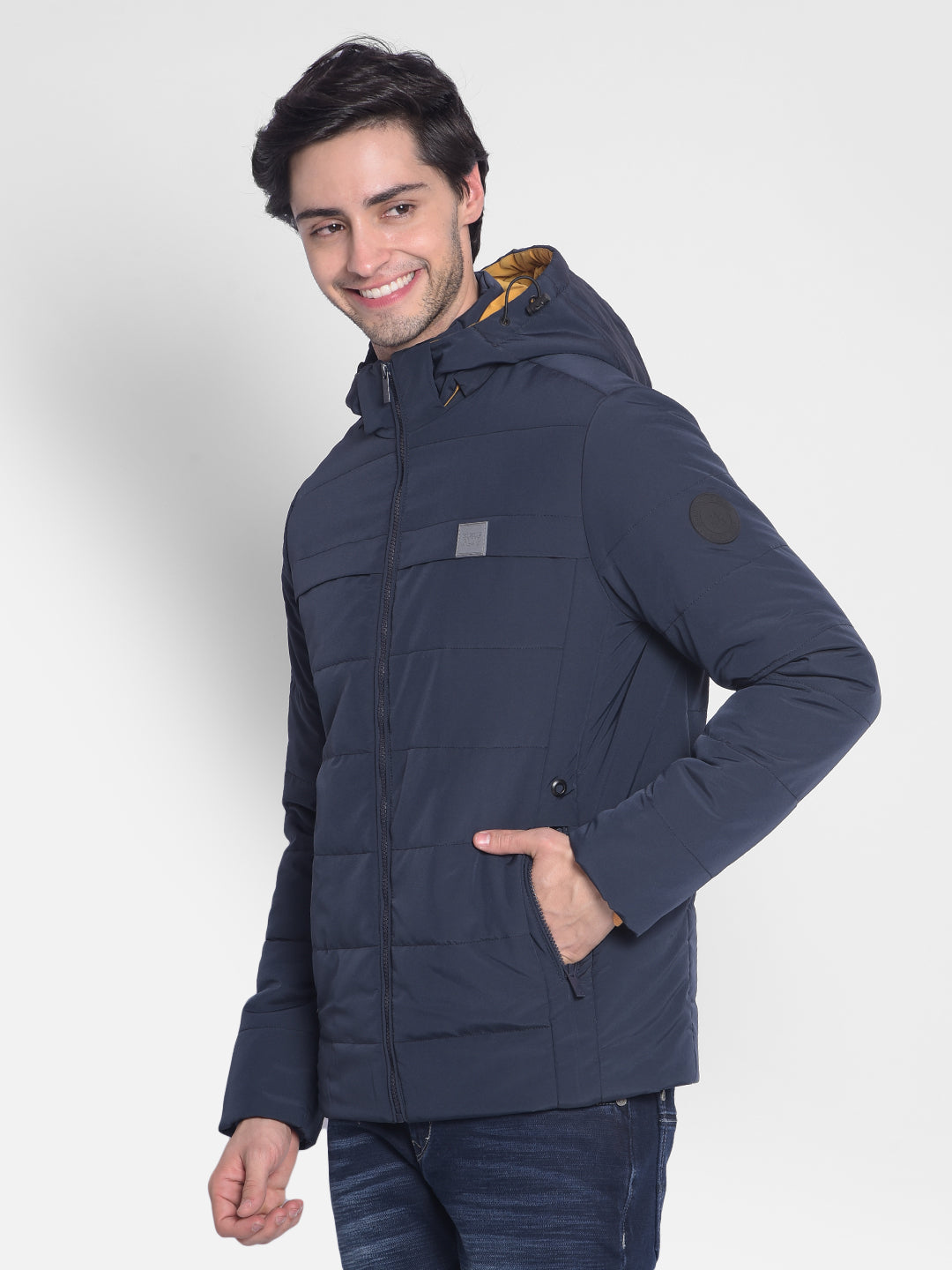 Navy Blue Padded Jacket-Men Jackets-Crimsoune Club