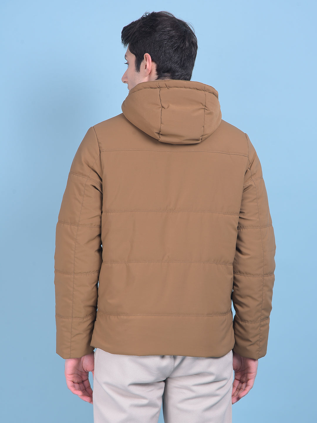 Brown Hooded Puffer Jacket-Men Jackets-Crimsoune Club