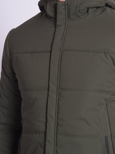 Olive Puffer & Hooded Jacket-Men Jackets-Crimsoune Club