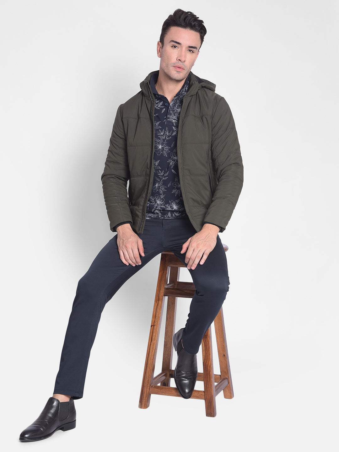 Olive Puffer & Hooded Jacket-Men Jackets-Crimsoune Club