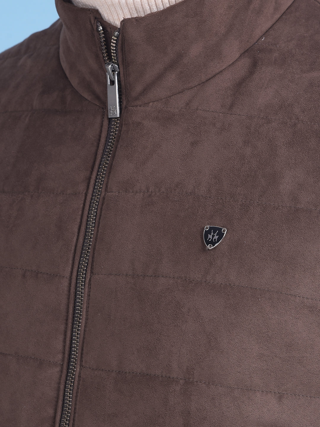 Brown Sleeveless Suede Jacket-Men Jackets-Crimsoune Club