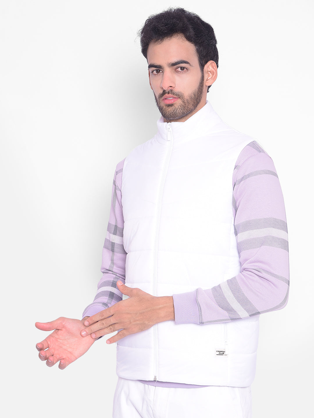 White Puffer Sleeveless Jacket-Men Jackets-Crimsoune Club