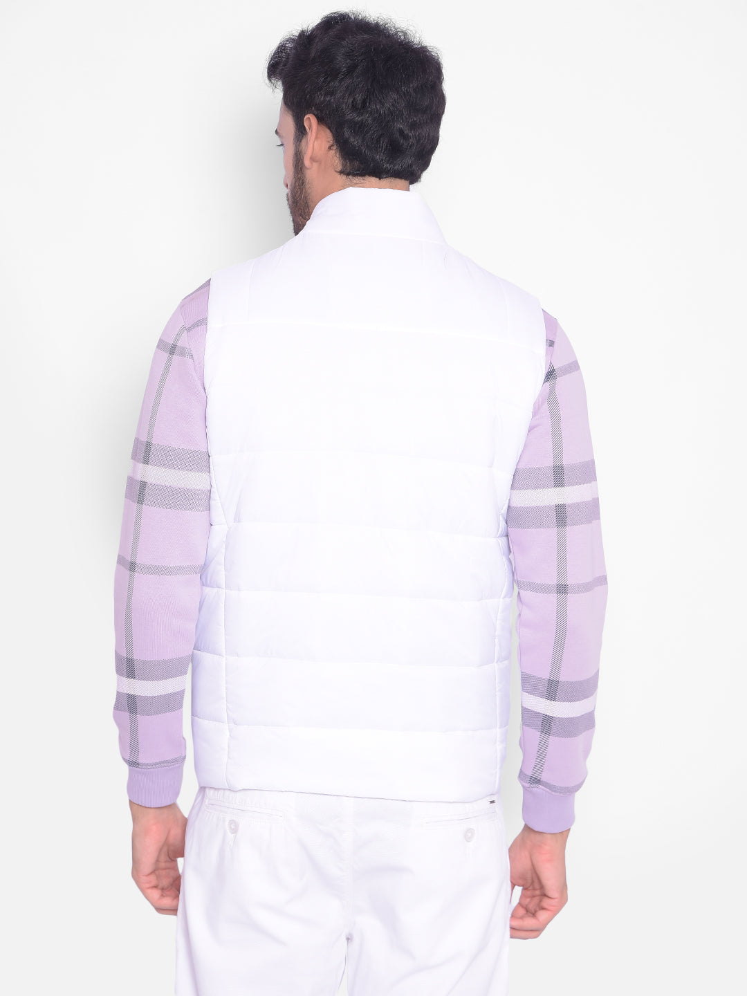 White Puffer Sleeveless Jacket-Men Jackets-Crimsoune Club