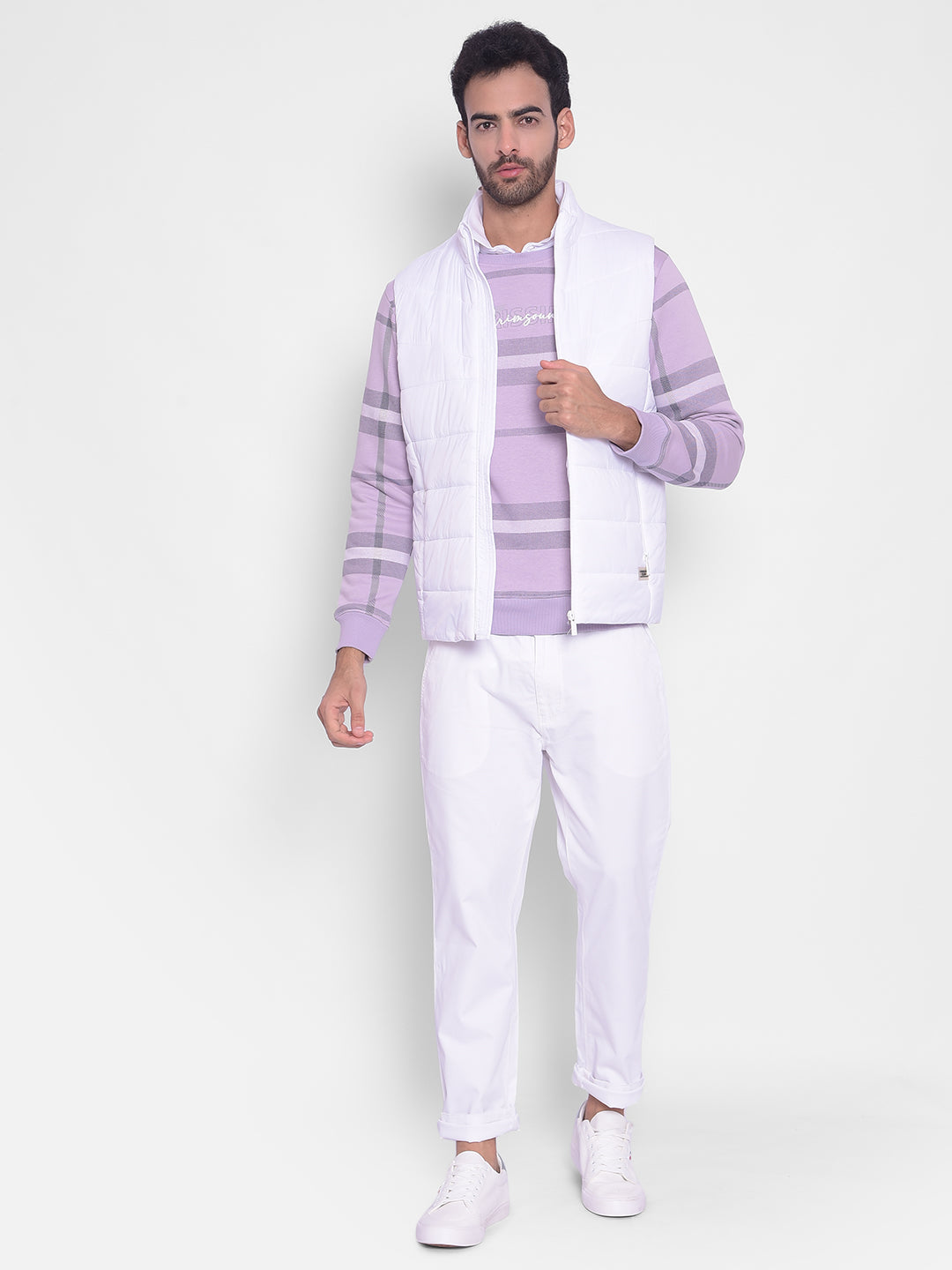 White Puffer Sleeveless Jacket-Men Jackets-Crimsoune Club