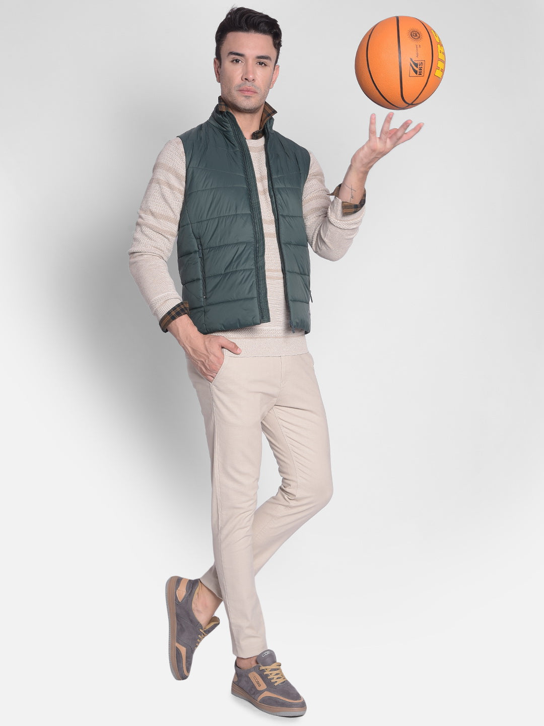 Green Sleeveless Puffer Jacket-Men Jackets-Crimsoune Club