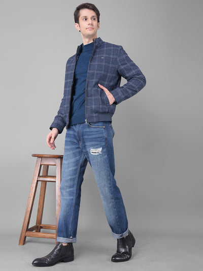 Blue Checked Tweed Jacket-Men Jackets-Crimsoune Club