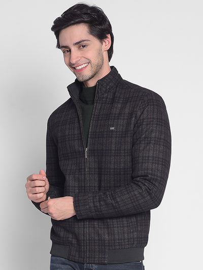 Grey Checked Padded Jacket-Men Jackets-Crimsoune Club