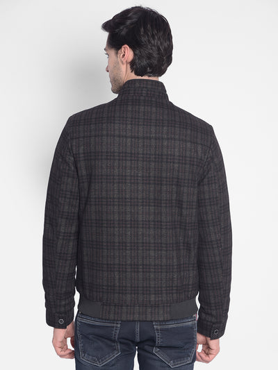 Grey Checked Padded Jacket-Men Jackets-Crimsoune Club