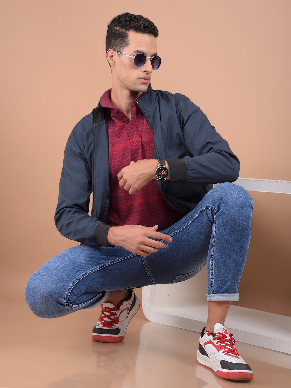 Navy Blue Bomber Jacket-Men Jackets-Crimsoune Club