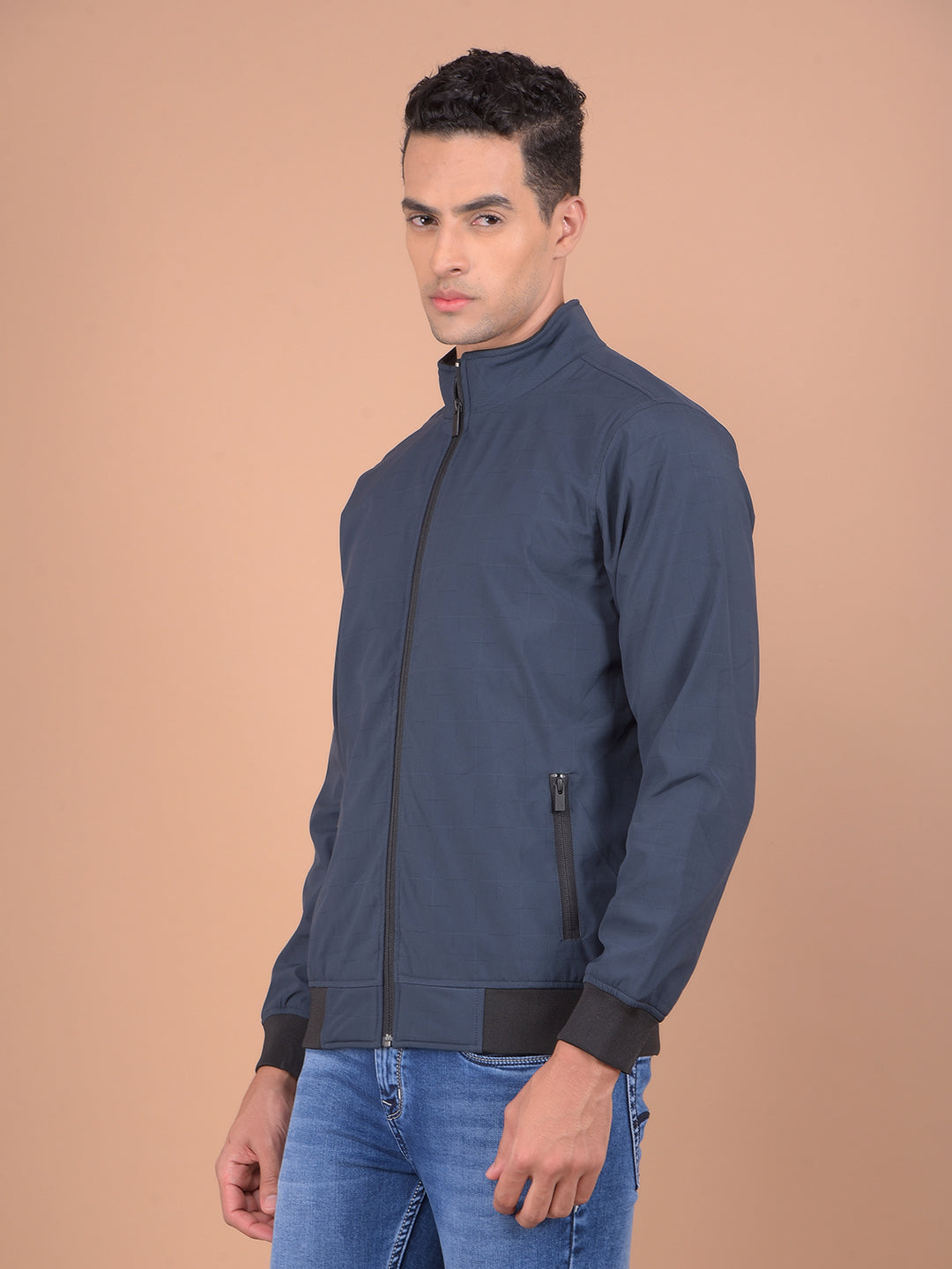 Navy Blue Bomber Jacket-Men Jackets-Crimsoune Club