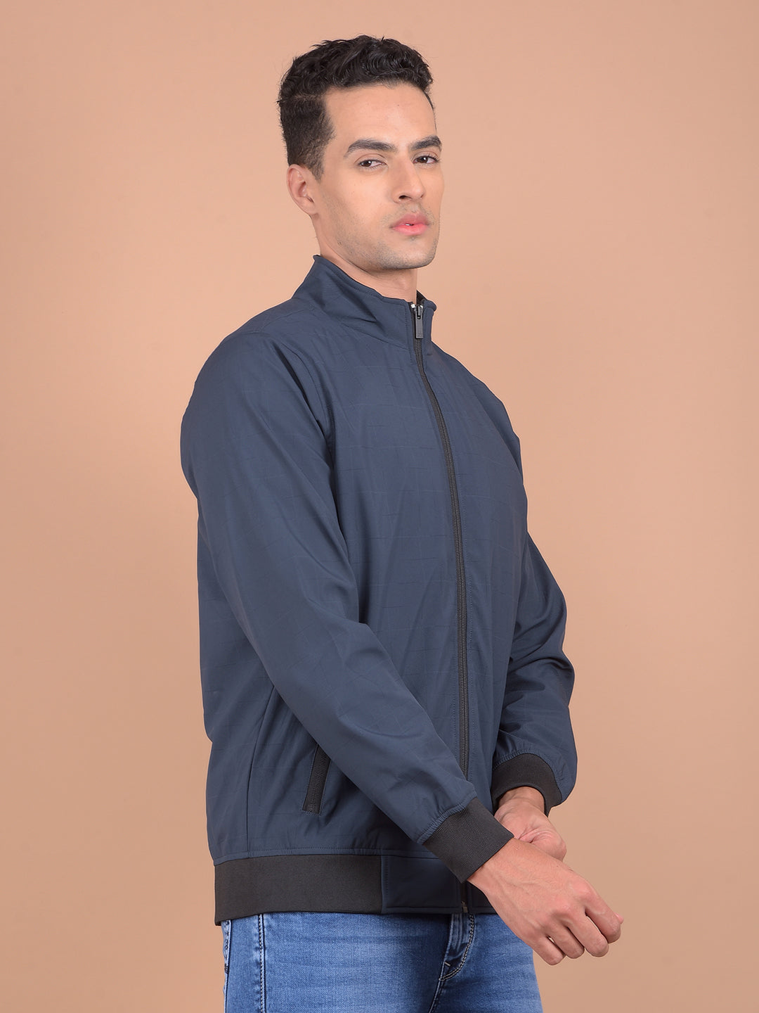 Navy Blue Bomber Jacket-Men Jackets-Crimsoune Club