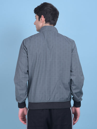Grey Printed Reversible Bomber Jacket-Men Jackets-Crimsoune Club