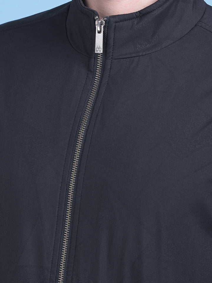 Black Printed Bomber Jacket-Men Jackets-Crimsoune Club