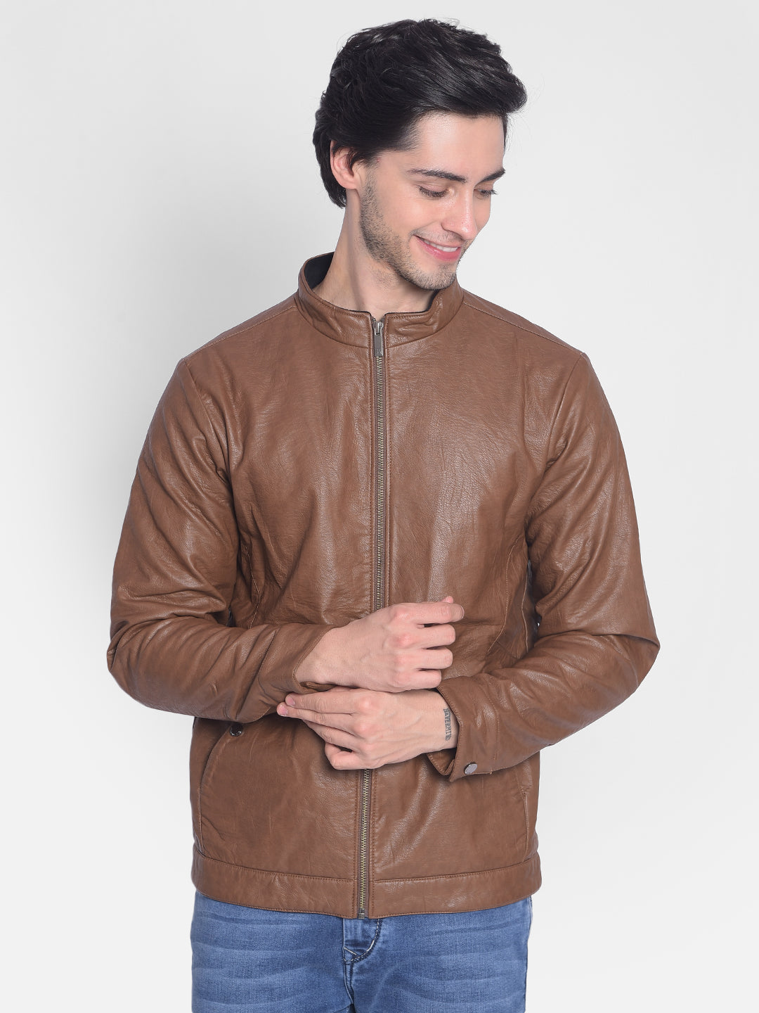 Brown Leather Jacket-Men Jackets-Crimsoune Club