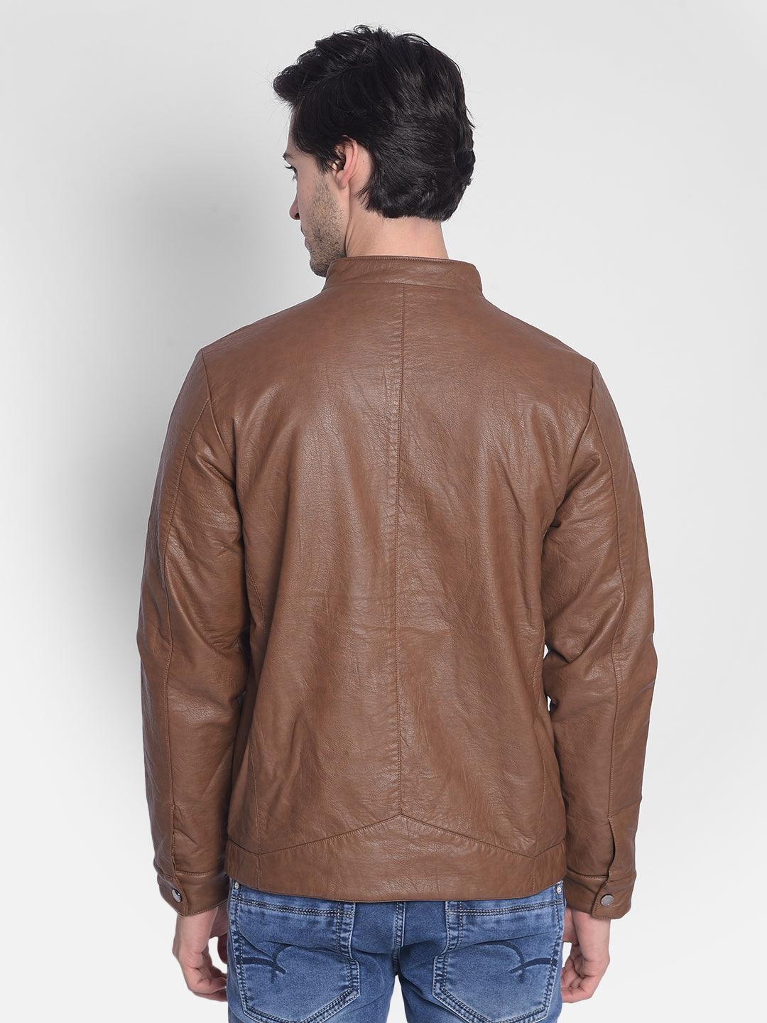 Brown Leather Jacket-Men Jackets-Crimsoune Club