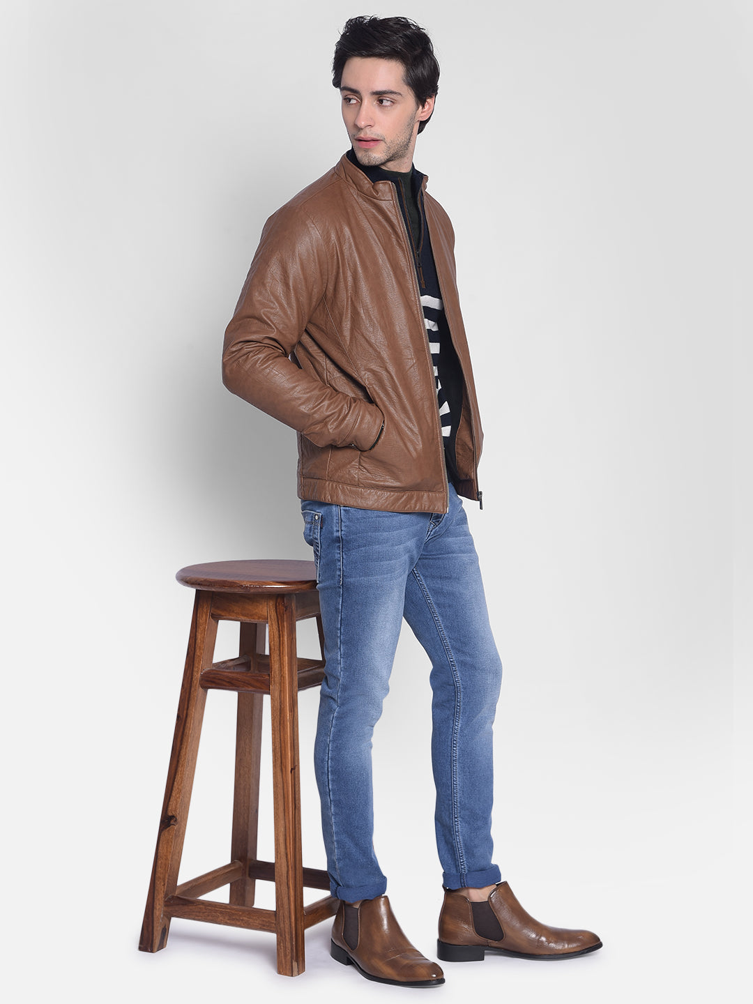 Brown Leather Jacket-Men Jackets-Crimsoune Club