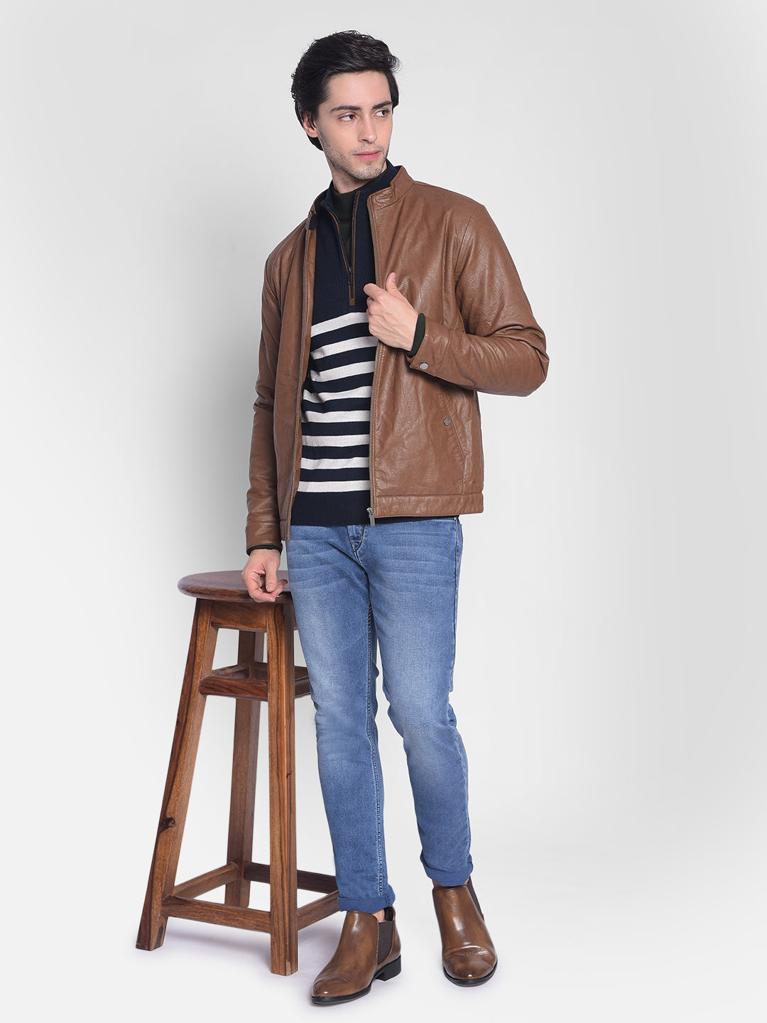 Brown Leather Jacket-Men Jackets-Crimsoune Club