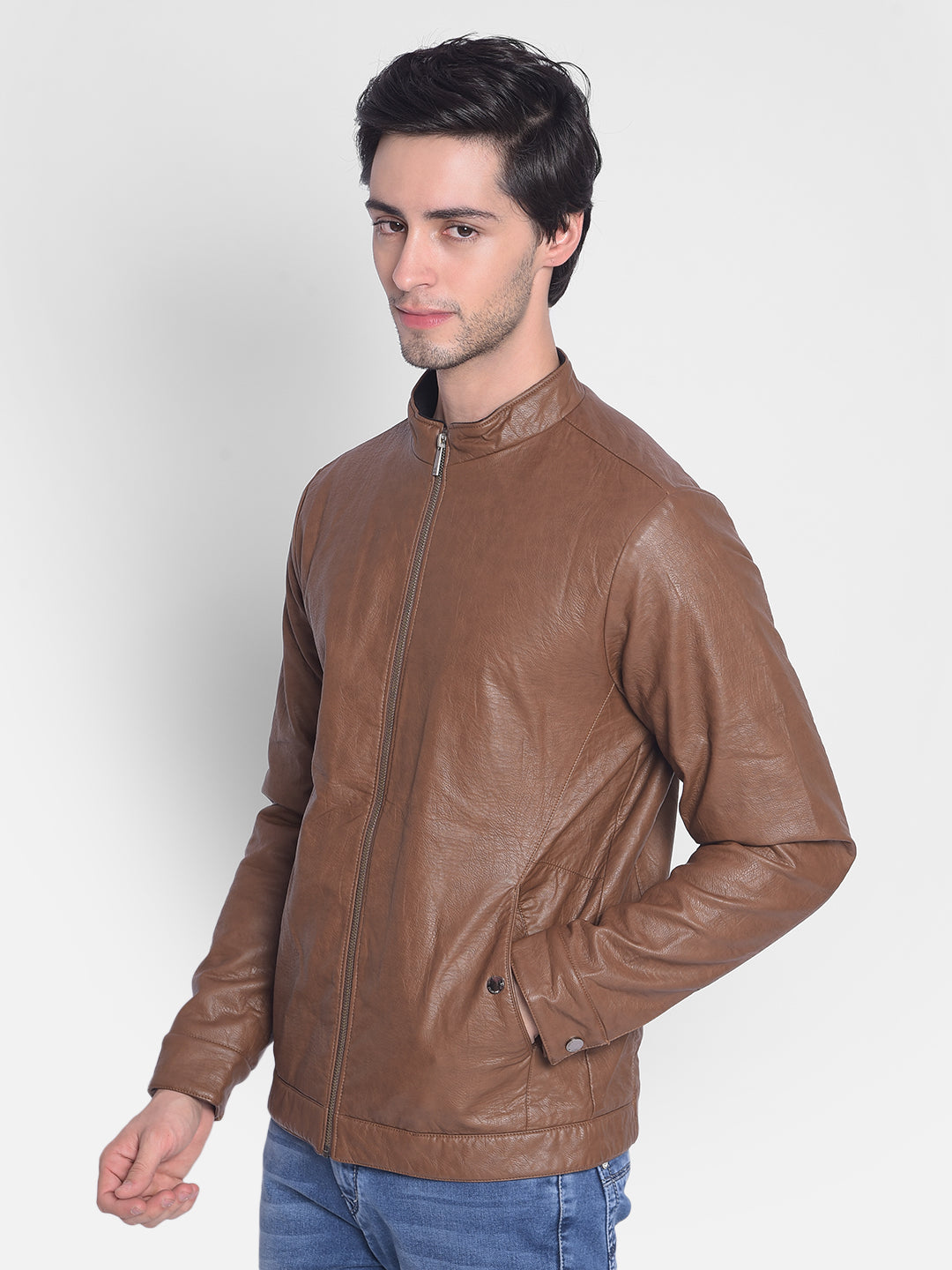 Brown Leather Jacket-Men Jackets-Crimsoune Club