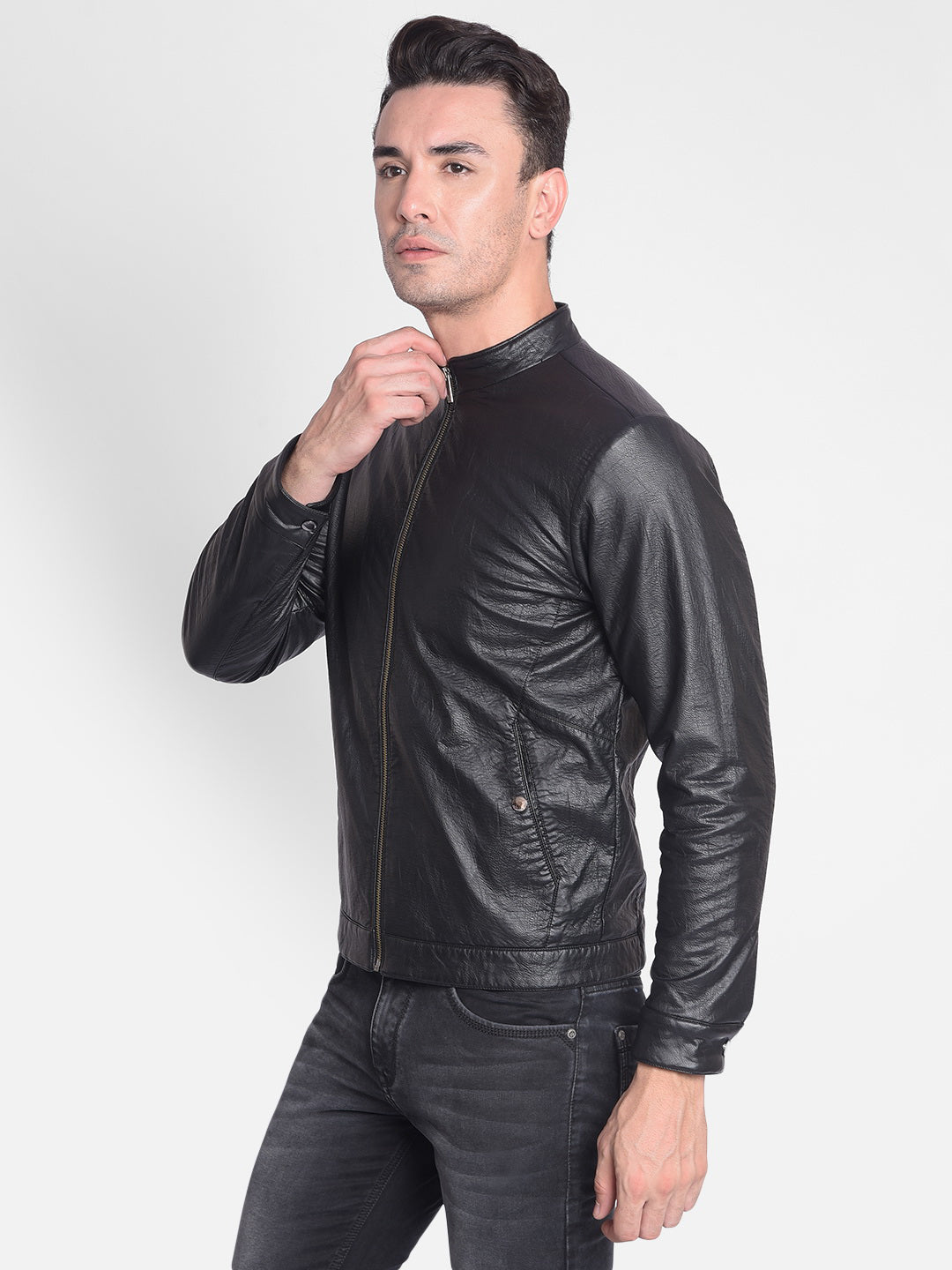 Black Biker Jacket-Men Jackets-Crimsoune Club