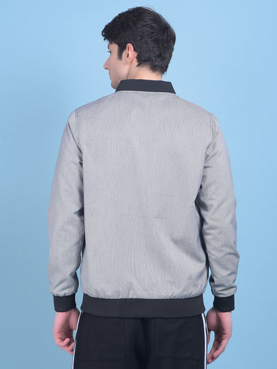 Grey Printed Jacquard Reversible Jacket-Men Jackets-Crimsoune Club